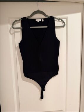 A.L.C. Black V-Neck One-Piece Bodysuit, Size Small